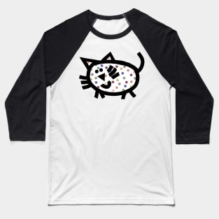 A Spotty Chubby Cat Baseball T-Shirt